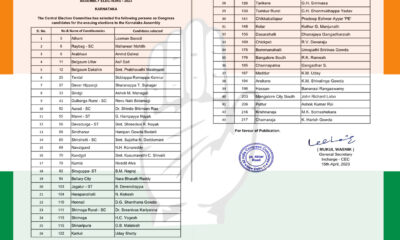 Congress Party's Third List for Karnataka Assembly Elections Released