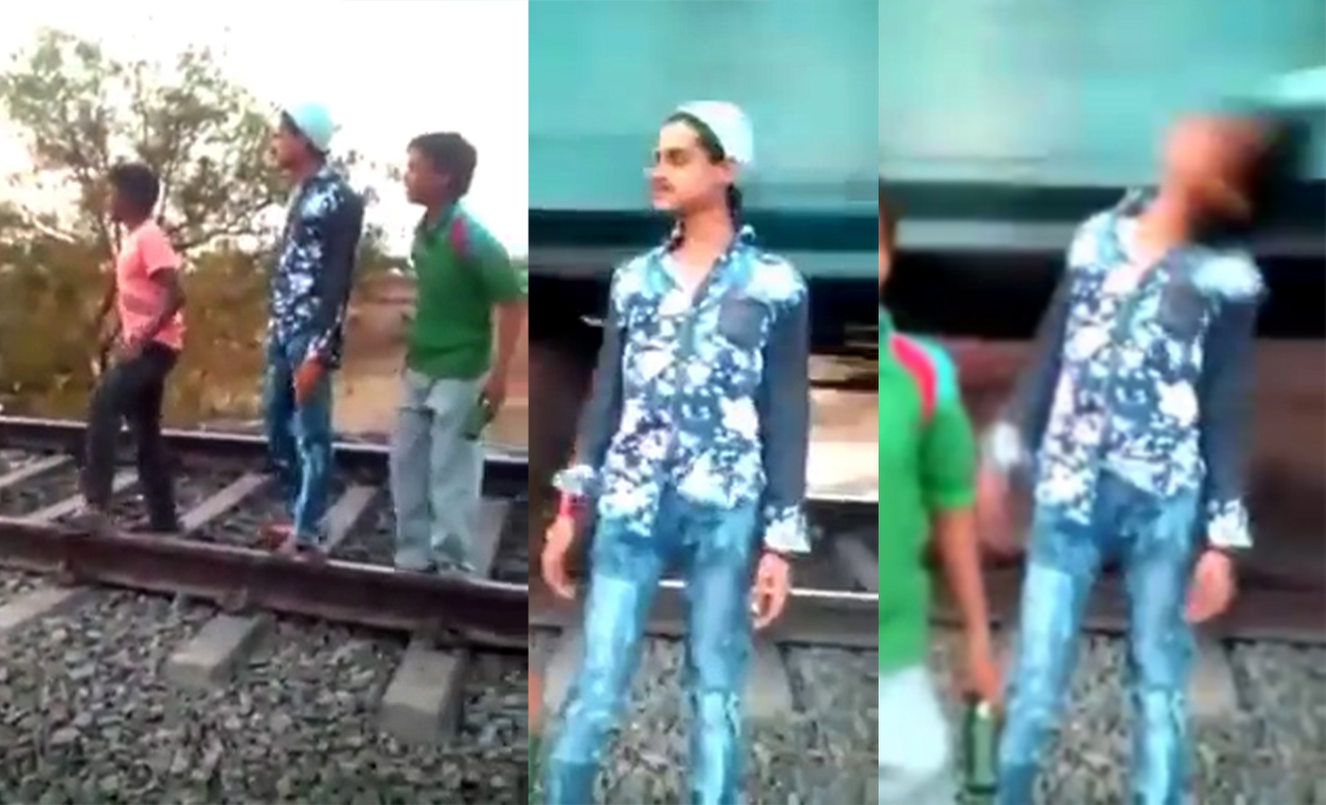 Viral Video: Captures Youth's Dangerous Encounter with Speeding Train