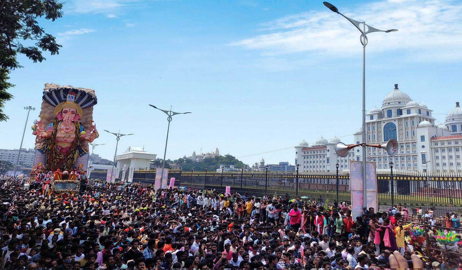 Ganesh immersion procession was taken out peacefully in Hyderabad today.