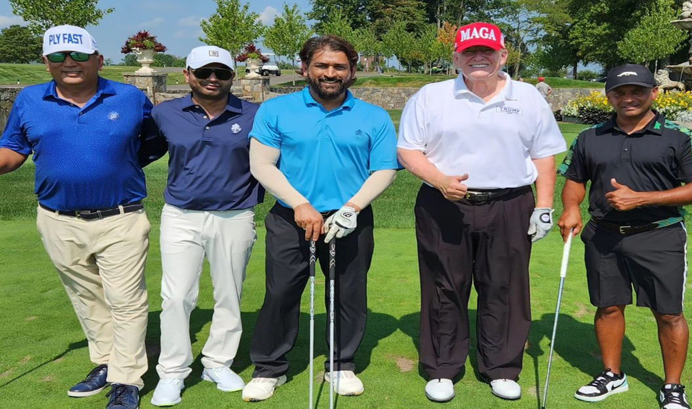 Mahendra Singh Dhoni seen golfing with ex-US President Donald Trump.