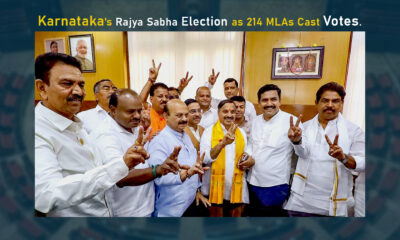 Karnataka's Rajya Sabha election as 214 MLAs cast votes.