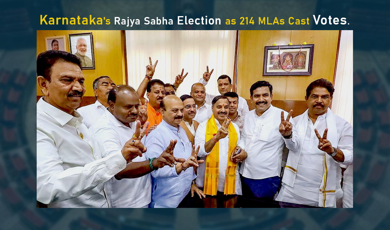 Karnataka's Rajya Sabha election as 214 MLAs cast votes.